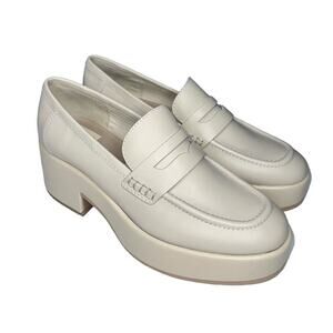 Dolce Vita Yanni Platform Loafer NWOT Ivory White Size 8 Leather Block Heel